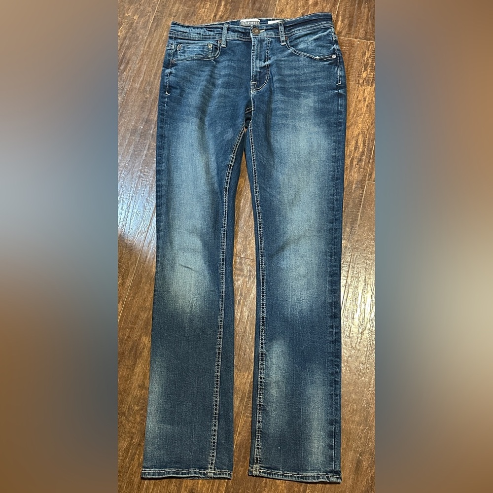 Departwest Trouper Slim Fit Straight Leg Denim Blue Jeans Men’s 31x34